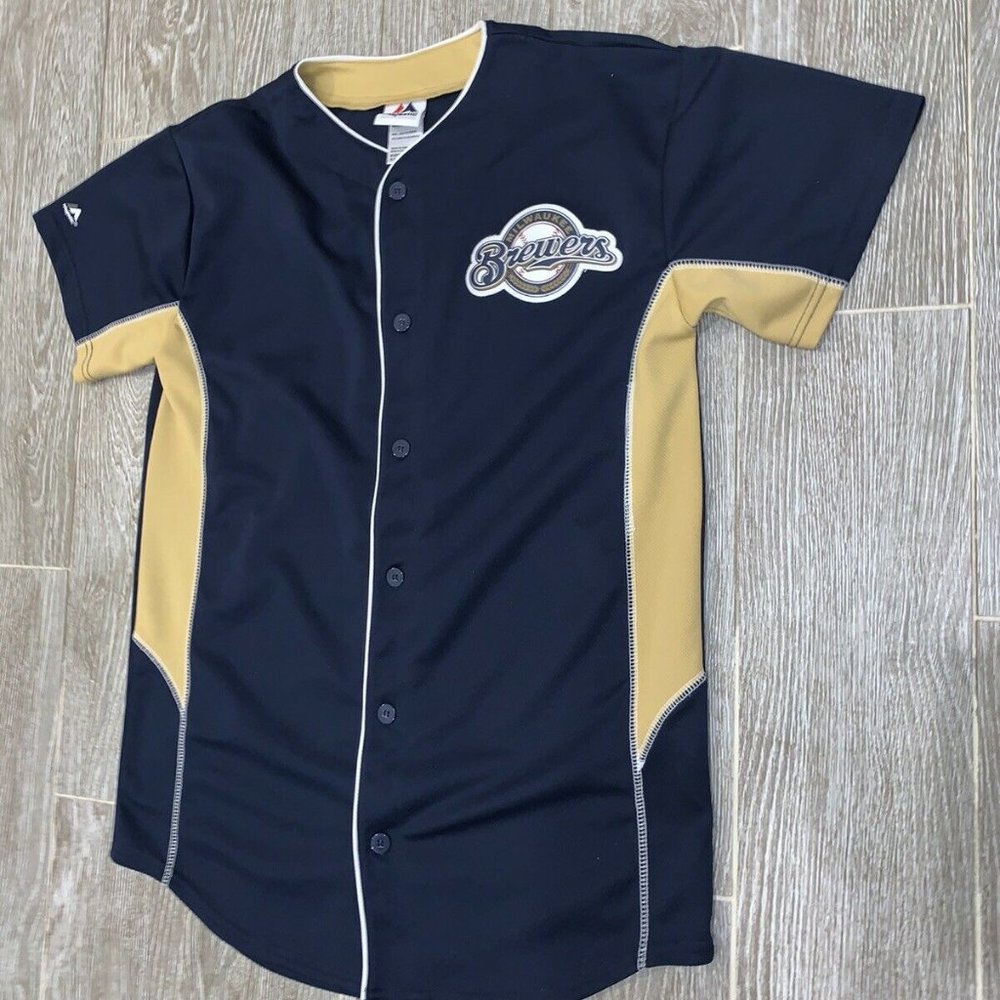 Milwaukee Brewers Jersey Majestic Youth Xl 18-20